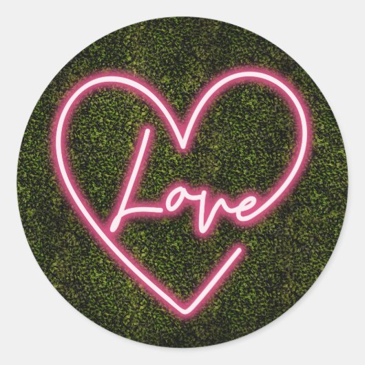 Sticker Rond Neon Boxwood Love Heart Mariage (Devant)