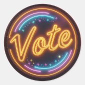 Sticker Rond Neon brillant Vote Se connecter en brique (Devant)