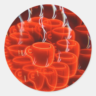 Sticker Rond neon café tasse folie