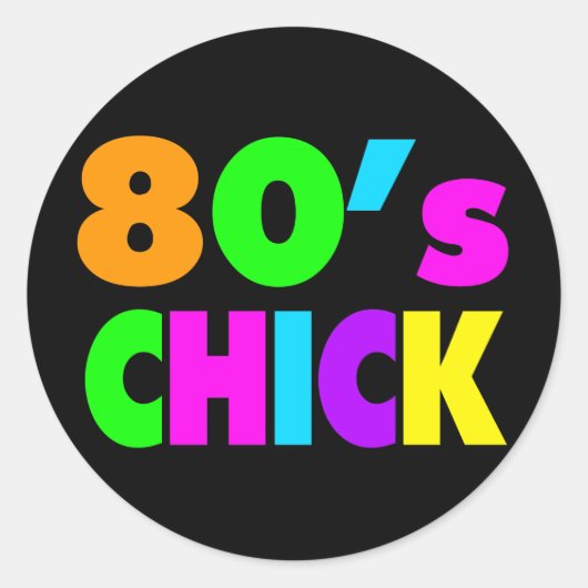 Sticker Rond Neon Colours 80's Chick (Devant)