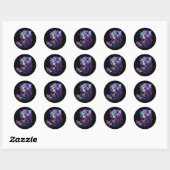 Sticker Rond Neon gamer fille (Feuille)