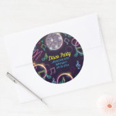 Sticker Rond Neon Glow Disco Dance Anniversaire (Enveloppe)