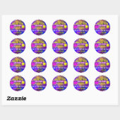 Sticker Rond Neon Glow Purple Bowling Anniversaire Merci de fêt (Feuille)