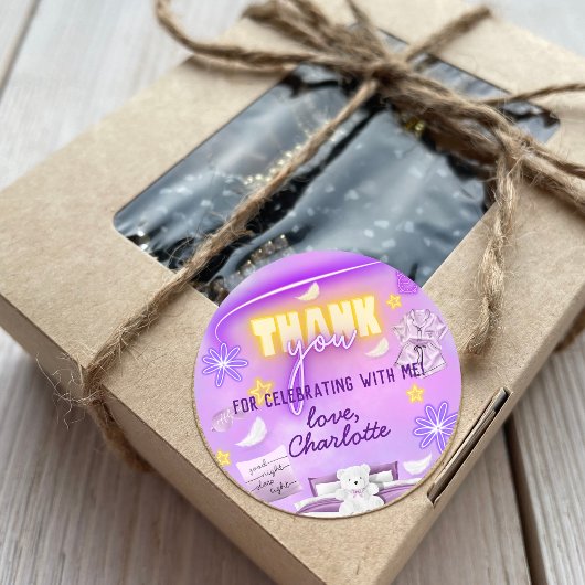 Sticker Rond Neon Glow Slepover Merci du Parti du bois