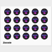 Sticker Rond Neon Glow Sweet 16 ID760 (Feuille)