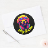 Sticker Rond Neon Golden Retriever (Enveloppe)