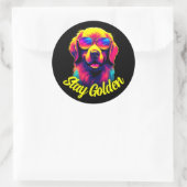 Sticker Rond Neon Golden Retriever (Sac)