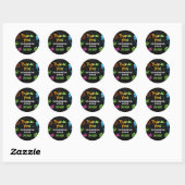 Sticker Rond Neon Graffiti Six Seven Kids 7th Birthday Party (Feuille)