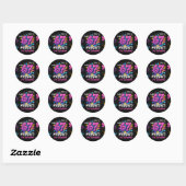 Sticker Rond Neon Graffiti Six Seven Kids 7th Birthday Party (Feuille)