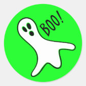 Sticker Rond Neon Green Blanc Éffrayant Ghost Kids Halloween Pa (Devant)