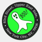 Sticker Rond Neon Green Éffrayant Ghost Halloween Adresse de re (Devant)