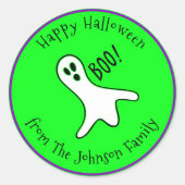 Sticker Rond Neon Green Halloween joyeux mignon effrayant Éffra (Devant)