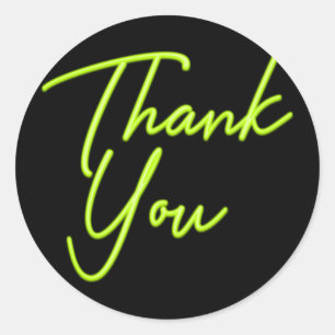 Sticker Rond Neon Lime Green Glow Merci