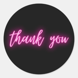 Sticker Rond Neon Merci rose