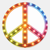Sticker Rond Neon Peace Sign (Devant)
