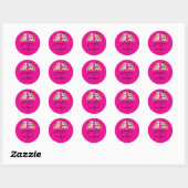 Sticker Rond Neon Pink English Bulldog mariage (Feuille)