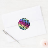 Sticker Rond Neon Rainbow Leopard Motif Imprimer (Enveloppe)