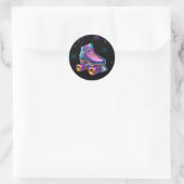 Sticker Rond Neon Rollerskate fête d'anniversaire (Sac)