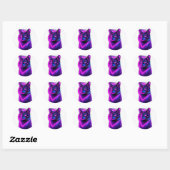 Sticker Rond Neon Synthwave Cat Art (Feuille)