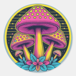 Sticker Rond Neon Toadstool Trio