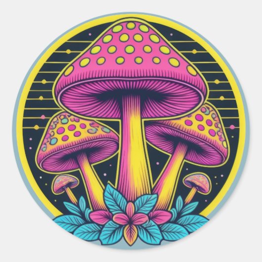 Sticker Rond Neon Toadstool Trio (Devant)