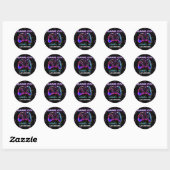 Sticker Rond Neon Video Game Level Up Anniversaire (Feuille)