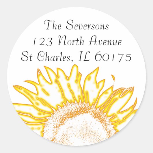 Sticker Rond Neon Yellow Sunflower Adresse de retour (Devant)