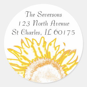 Sticker Rond Neon Yellow Sunflower Adresse de retour