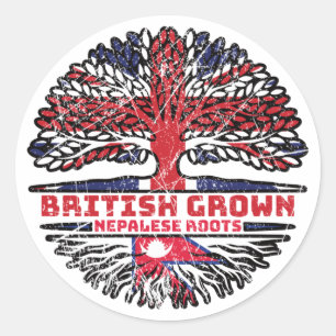 Sticker Rond Népal Royaume-Uni Royaume-Uni British Tree