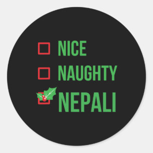 Sticker Rond Nepali Funny Nepal Pajama Cadeau de Noël