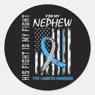 Sticker Rond Nephew Type One Diabetes Awareness American Flag B