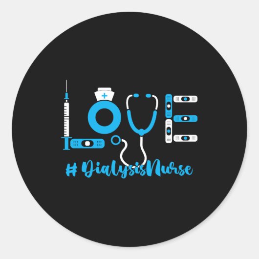 Sticker Rond Néphrologie Dialyse Infirmière Amour Stéthoscope I (Devant)