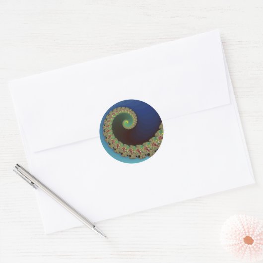 Sticker Rond Neptune - Art Fractal (Enveloppe)