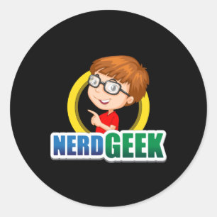 Sticker Rond Nerd Geek Science Math Ordinateur Drôle Idée cadea