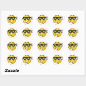 Sticker Rond Nerd visage jaune (Feuille)
