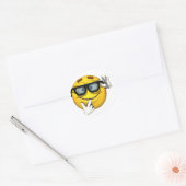 Sticker Rond Nerd visage jaune (Enveloppe)