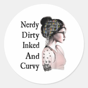 Sticker Rond Nerdy Dirty Enked &amp; Curvy Reading Amateurs Tat