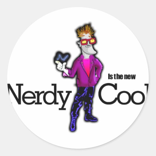 Sticker Rond Nerdy est le nouveau cool (Devant)