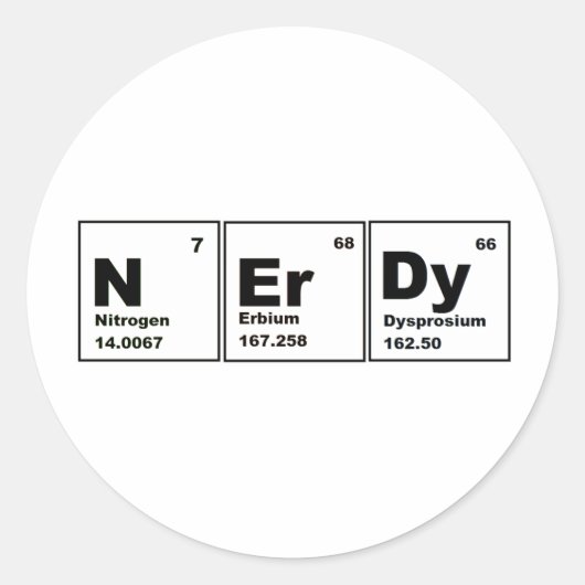 Sticker Rond Nerdy Produit de chimie ! (Devant)