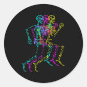 Sticker Rond Nerdy Skeleton Bones Labeled Funny Halloween Human (Devant)