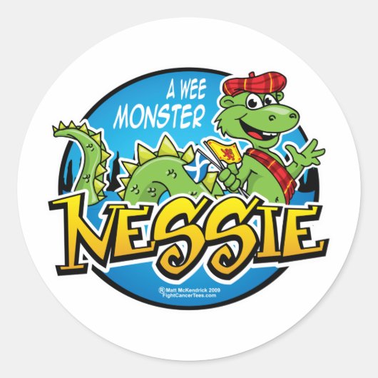 Sticker Rond Nessie : Un monstre Wee (Devant)