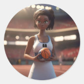 Sticker Rond Netball Girl, (Devant)