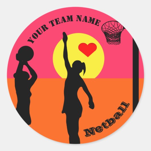 Sticker Rond Netball personnalisé personnalisé de nom d'équipe (Devant)