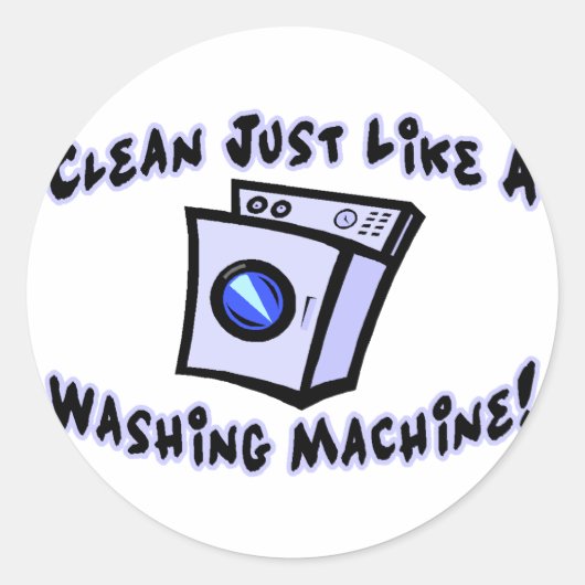 Sticker Rond Nettoyer Comme Une Machine À Laver (Devant)