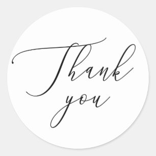 Sticker Rond Nettoyer la typographie Merci Mariage minimalist