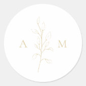 Sticker Rond Nettoyer Or Botanique Mariage élégant (Devant)