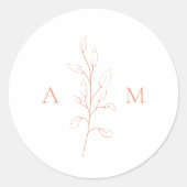 Sticker Rond Nettoyer Pêche Botanique Mariage élégant (Devant)