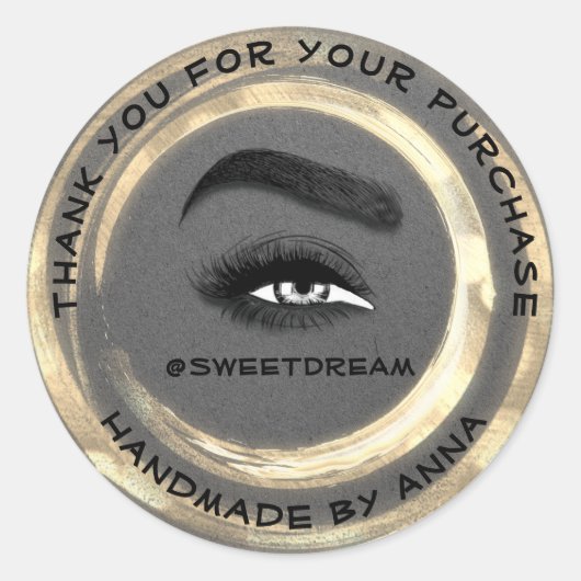 Sticker Rond Nettoyeur à lash de maquillage Gris Golden Frame (Devant)