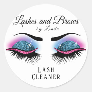 Sticker Rond Nettoyeur d'extension Eyelashes - Bleu et rose