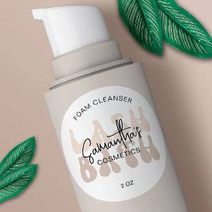 Sticker Rond Nettoyeur tendance Beige Retro Font Lash